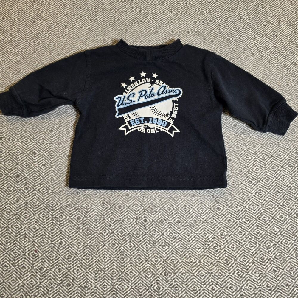 U.S. Polo Assn. Baby Boys Graphic Sweatshirt 12M Baseball Y2K